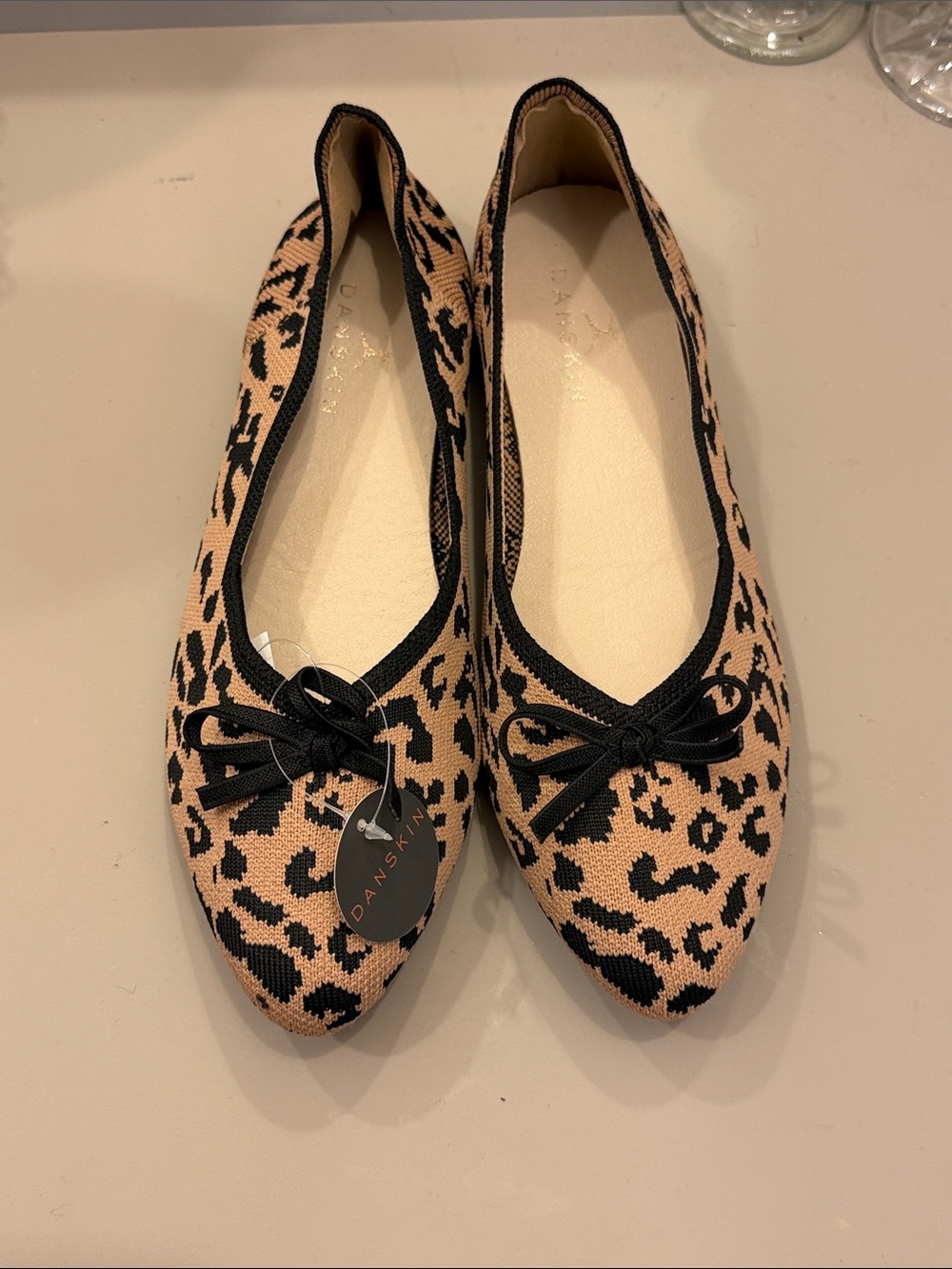 Danskin Leopard Knit Ballet Flats - Beige & Black